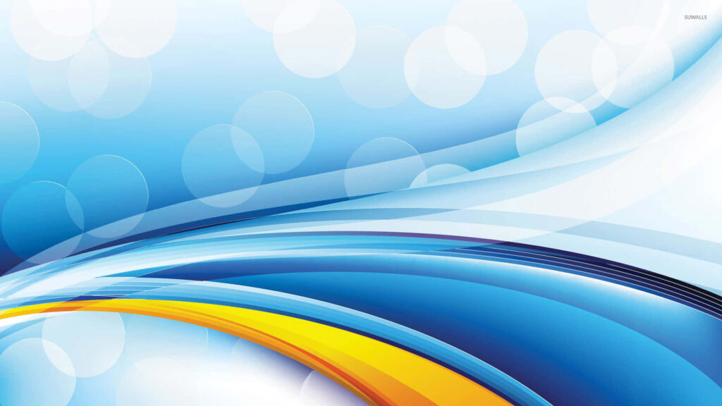 Dynamic Abstract Wallpaper: Translucent Blue Curves & Vibrant Accents