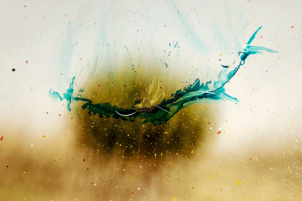 Stunning Abstract Wallpaper: Turquoise & Green Paint Splash Background