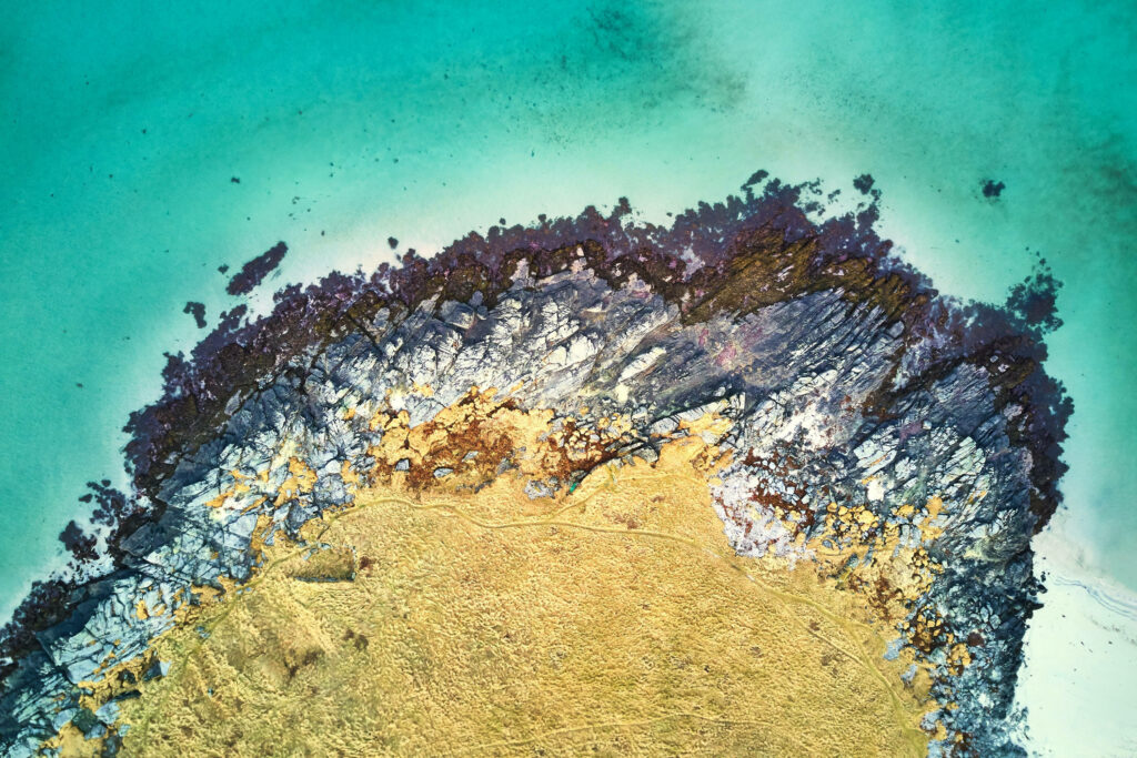 Stunning Aerial Beach Wallpaper: Turquoise Waters & Rocky Coastline