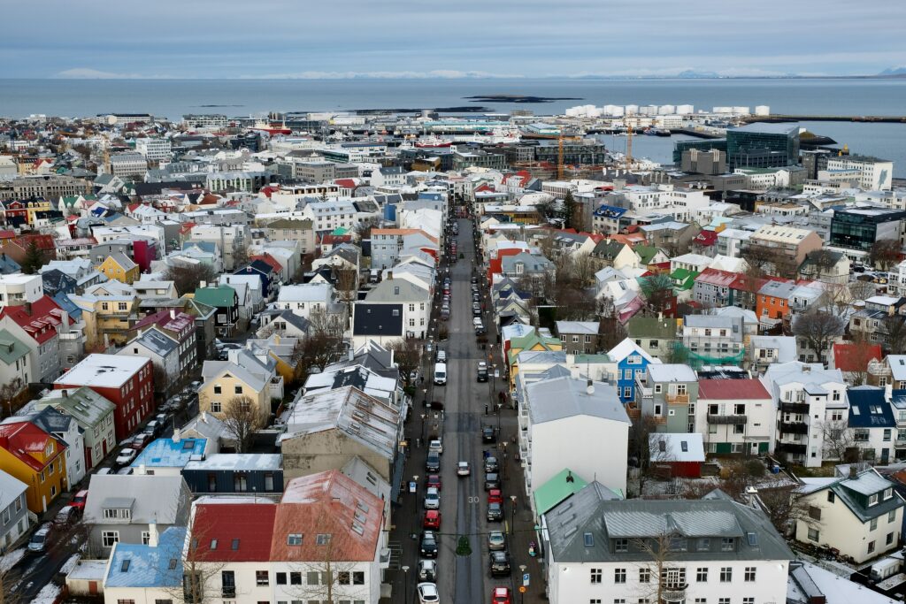 Stunning Aerial Cityscape Wallpaper: Colorful Urban View