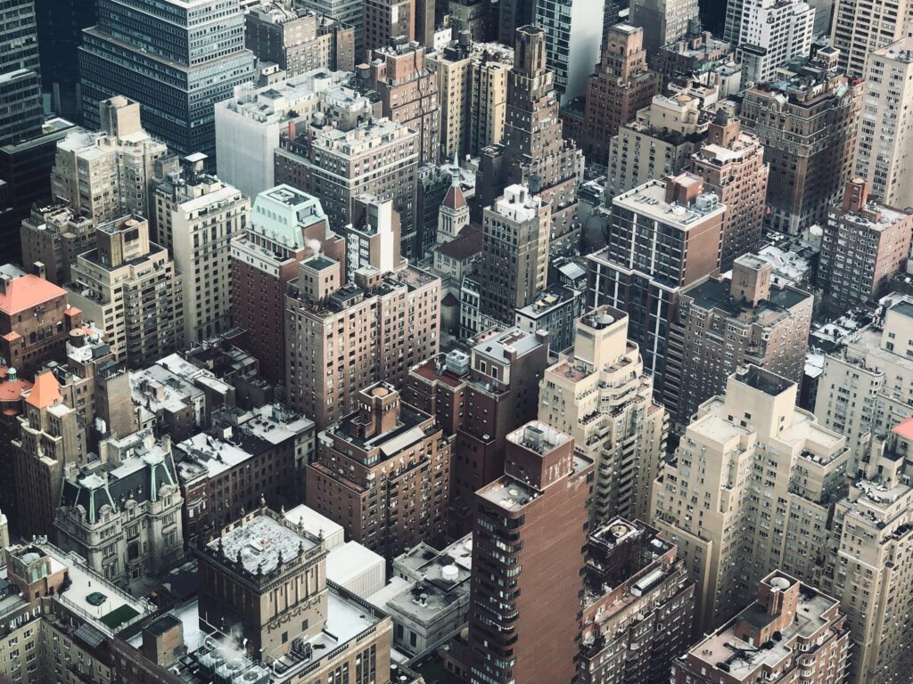 Vibrant Aerial Cityscape Wallpaper - Urban Metropolis Background