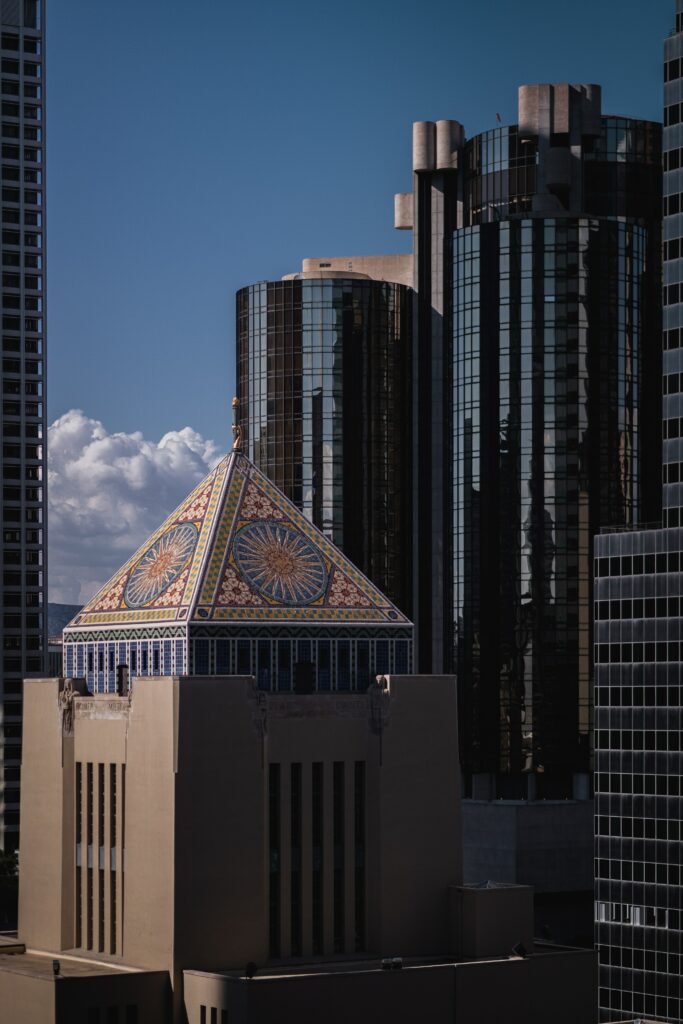 Stunning Aerial Cityscape Wallpaper: Modern Architecture & Colorful Dome