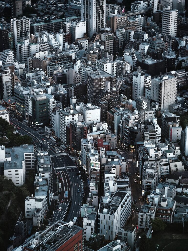 Stunning Aerial Cityscape Wallpaper: Modern Urban Architecture