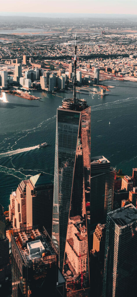 Aerial View of Freedom Tower: Stunning NYC Cityscape Wallpaper