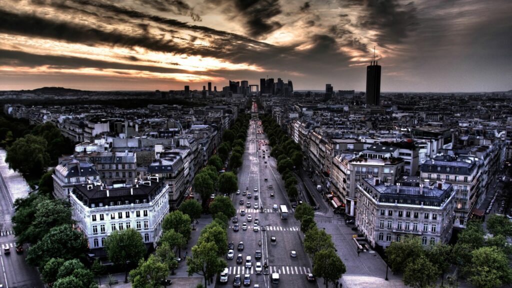 Stunning Aerial Paris Wallpaper: Dusk Cityscape & Iconic Architecture
