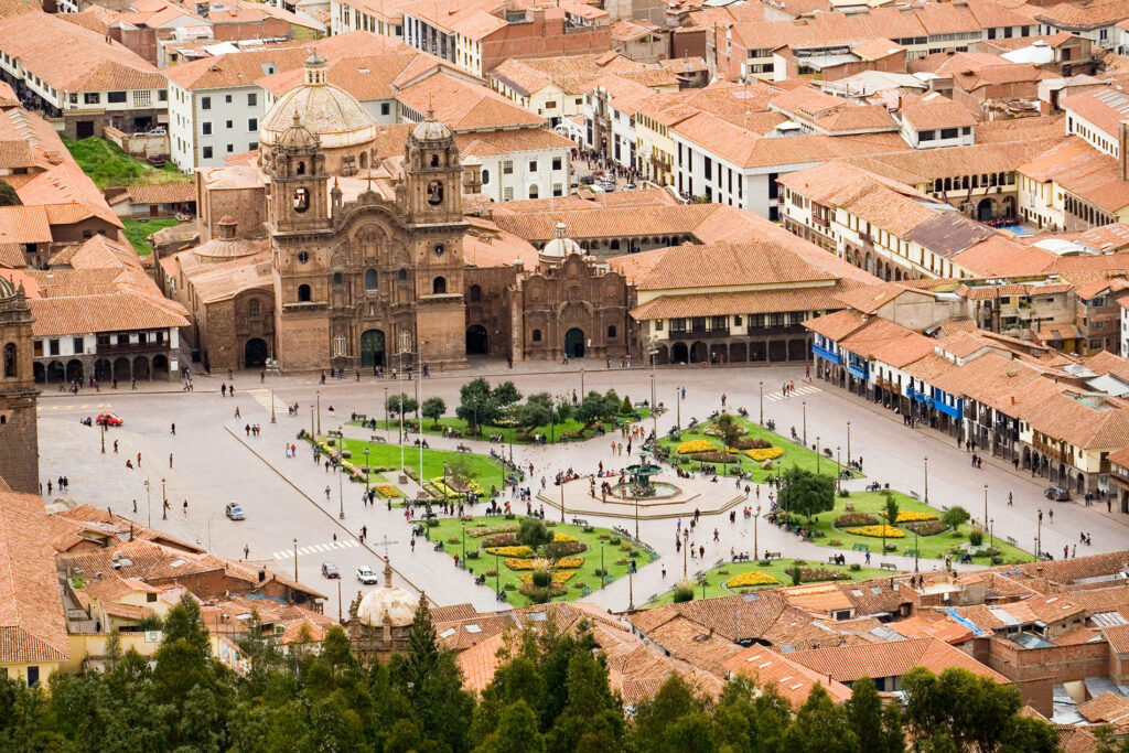 Stunning Aerial View of Cusco's Main Square - Historic, Lively Wallpaper
