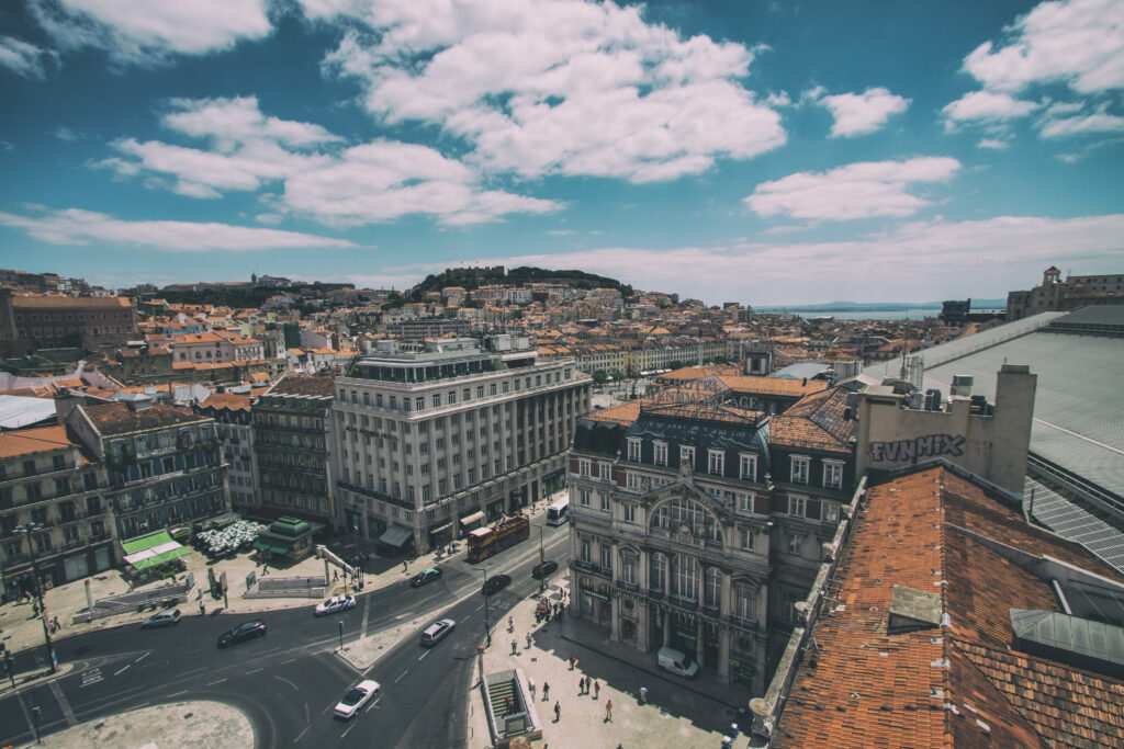 Stunning Aerial View of Lisbon: Charming Rooftops & Historic Architecture Wallpaper