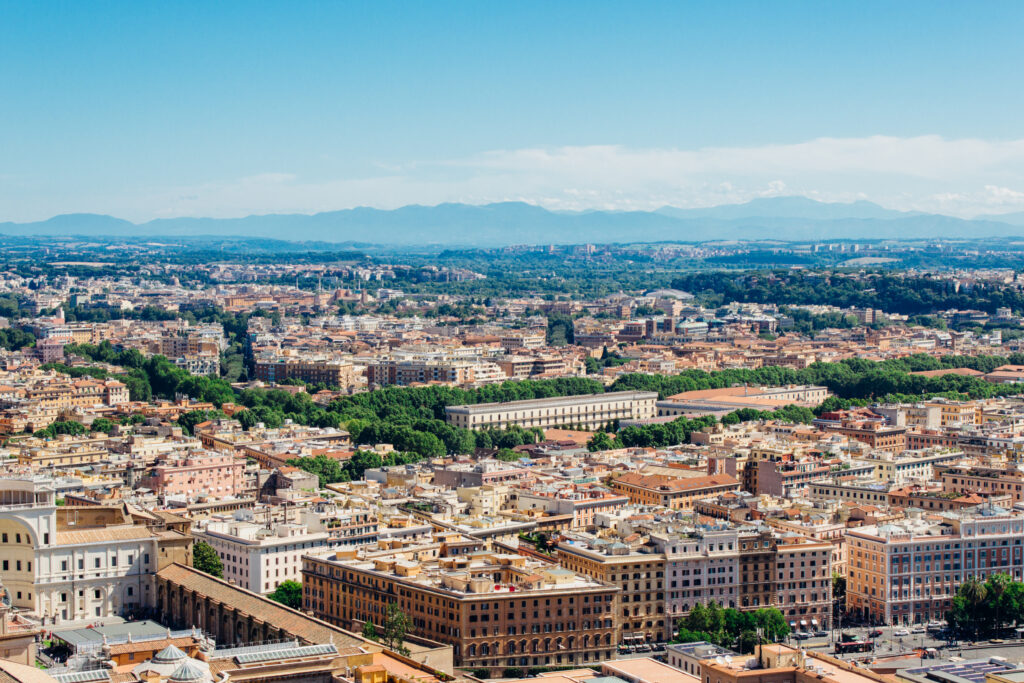 Aerial View of Rome: Iconic Architecture & Scenic Wallpaper Background