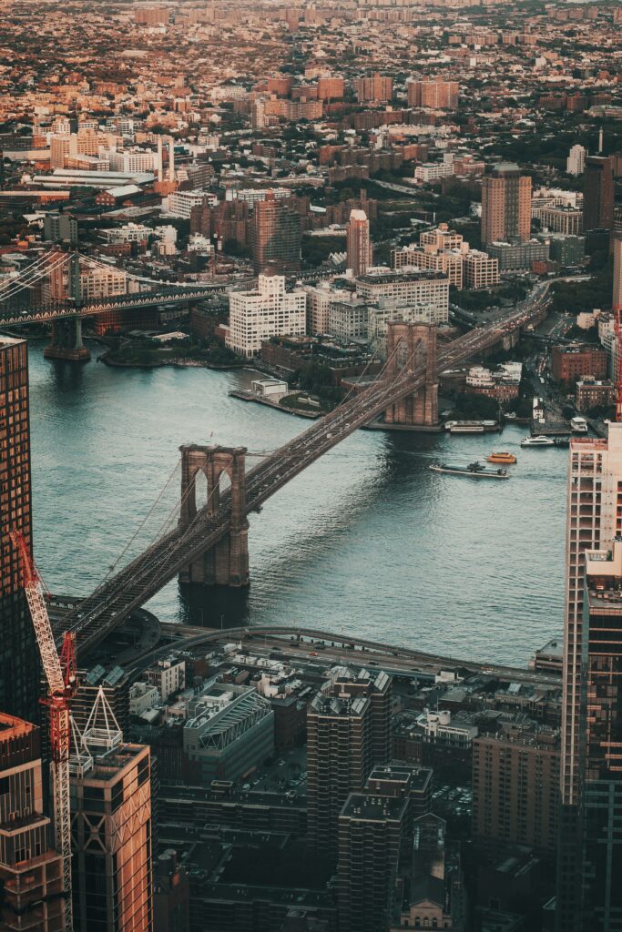 Stunning Aerial City View Wallpaper with Historic Bridge & River