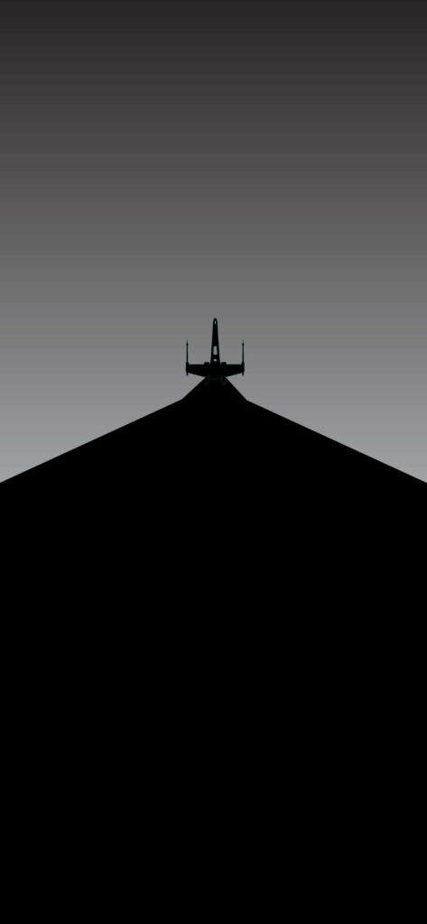Minimalist Airplane Silhouette Wallpaper on Runway with Gradient Sky
