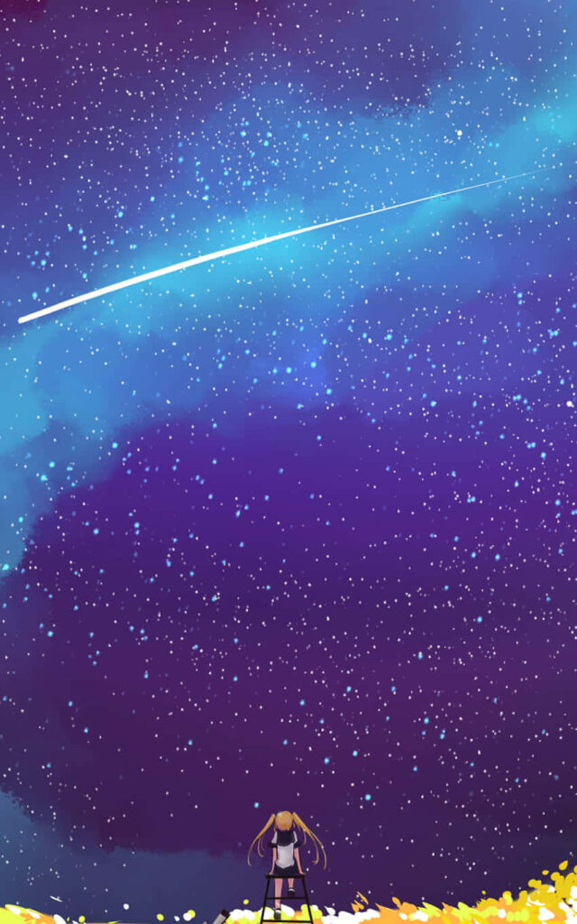Stunning Anime Wallpaper: Starry Sky with Shooting Star & Silhouette