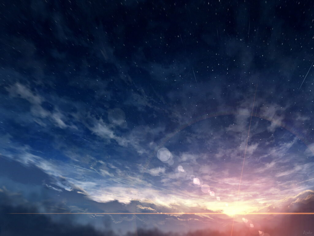 Stunning Anime Sunset Wallpaper: Serene Starry Sky Background