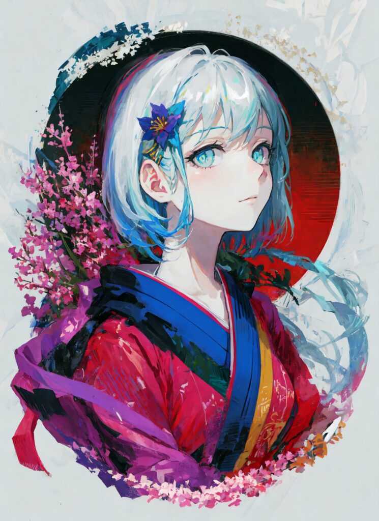 Stunning Anime Wallpaper of Girl in Colorful Kimono | 2048x2816