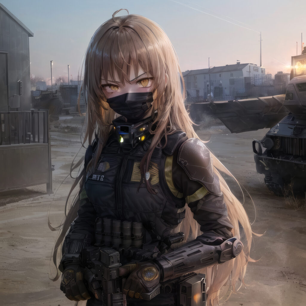 Epic Anime Girl in Tactical Gear - Post-Apocalyptic Wallpaper
