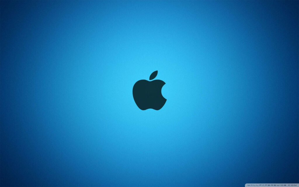 Vibrant Blue Apple Logo Wallpaper - High-Resolution Design