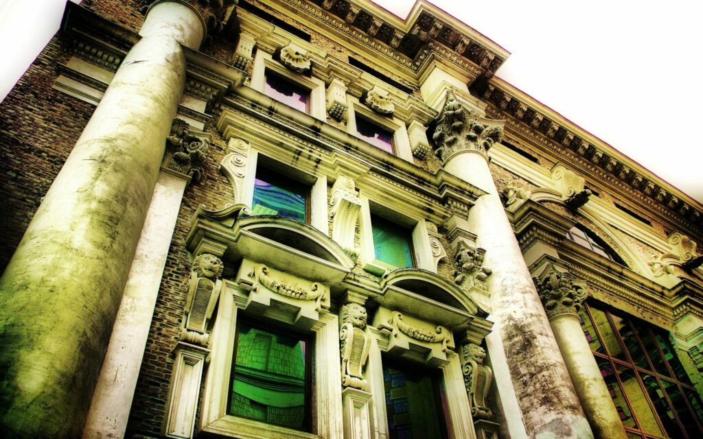 Stunning Low-Angle Architectural Wallpaper: Grand Facade & Details