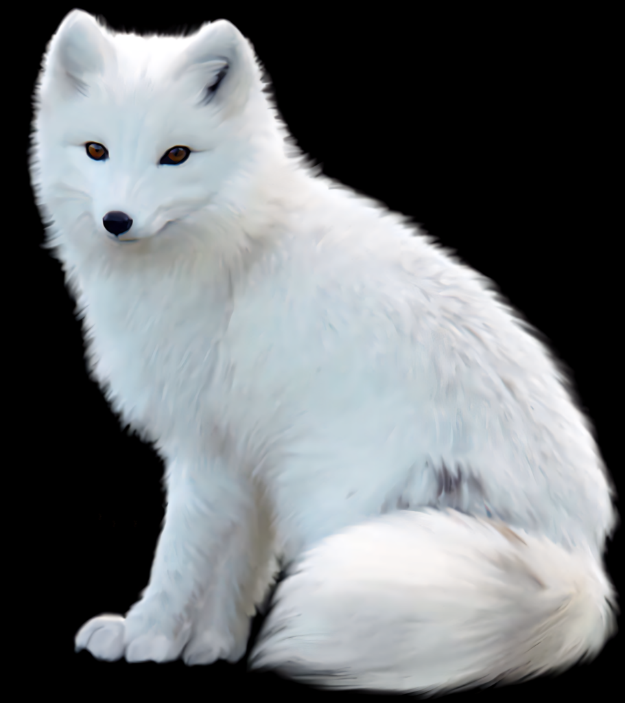 Stunning Arctic Fox Wallpaper with Transparent Background & Amber Eyes