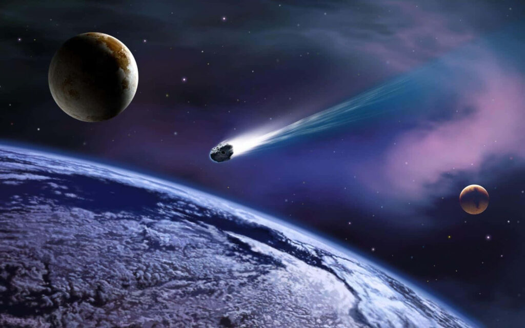 Stunning Asteroid Wallpaper: Cosmic Beauty with Earth and Planets