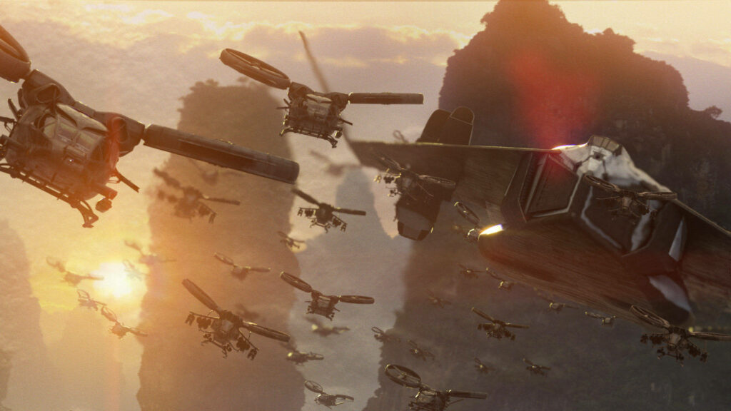 Stunning Avatar Military Samson Vehicles Wallpaper at Sunset