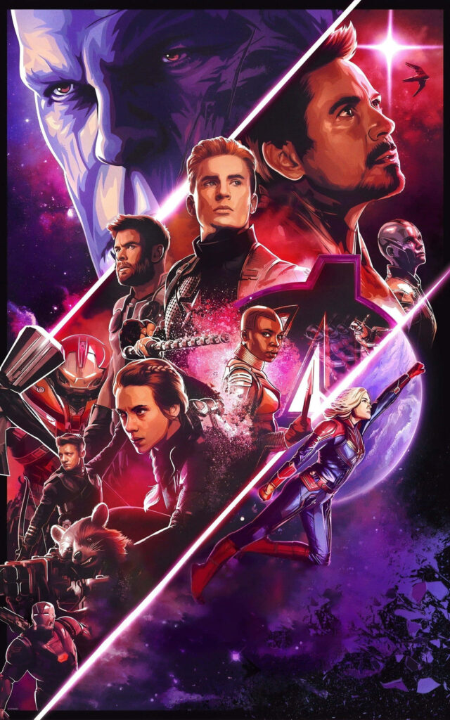 Vibrant Dope Avengers & Thanos Vector Art Wallpaper Background