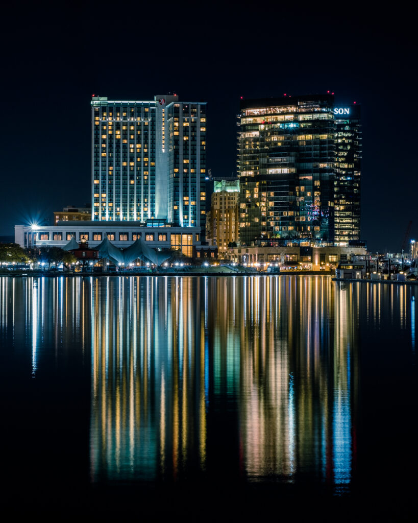 Stunning Baltimore Harbor Night View Wallpaper Background