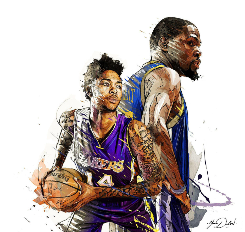 Dynamic Basketball Wallpaper: Ingram & Durant in Vivid Colors