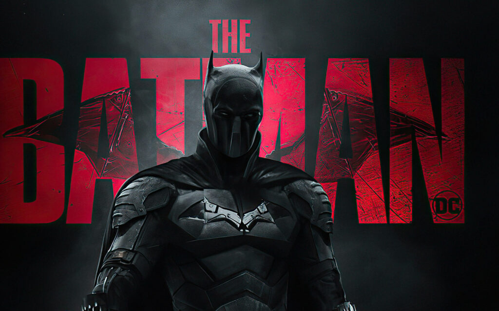 Bold Batman Cosplay Wallpaper: Dark Heroic Vibe with Red Backdrop