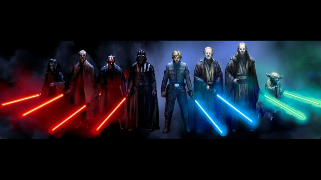 Epic Battlefront 2 Wallpaper: Star Wars Heroes with Vivid Lightsabers