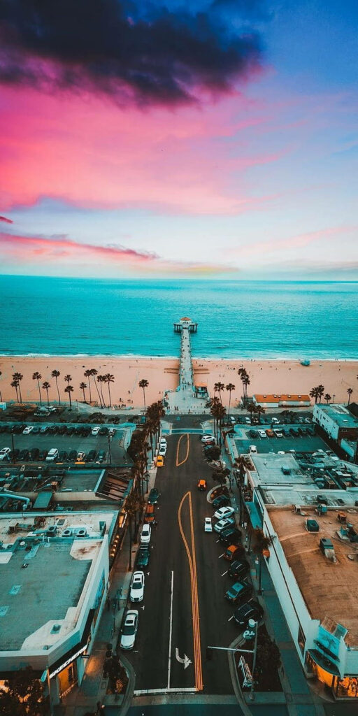 Stunning Beachside Highway Aerial View at Sunset - Coastal Wallpaper
