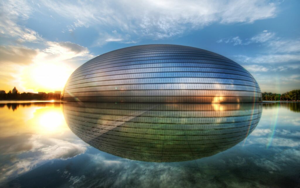 Stunning Beijing National Centre Wallpaper: Architectural Marvel Reflection