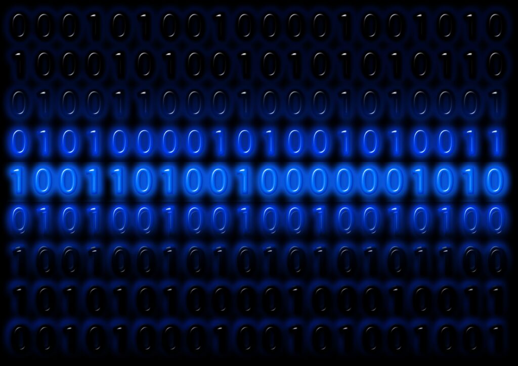 High-Res Blue & Black Binary Code Wallpaper for Modern Tech Aesthetics