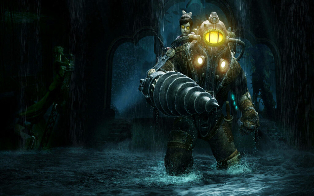 Stunning BioShock 2 Wallpaper: Subject Delta & Little Sister in Rapture