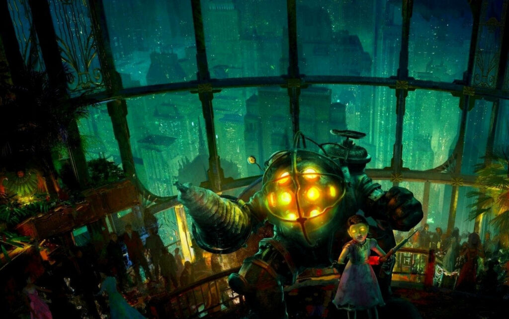 Haunting BioShock Daddy Sister Wallpaper: Rapture's Mystical Aesthetic