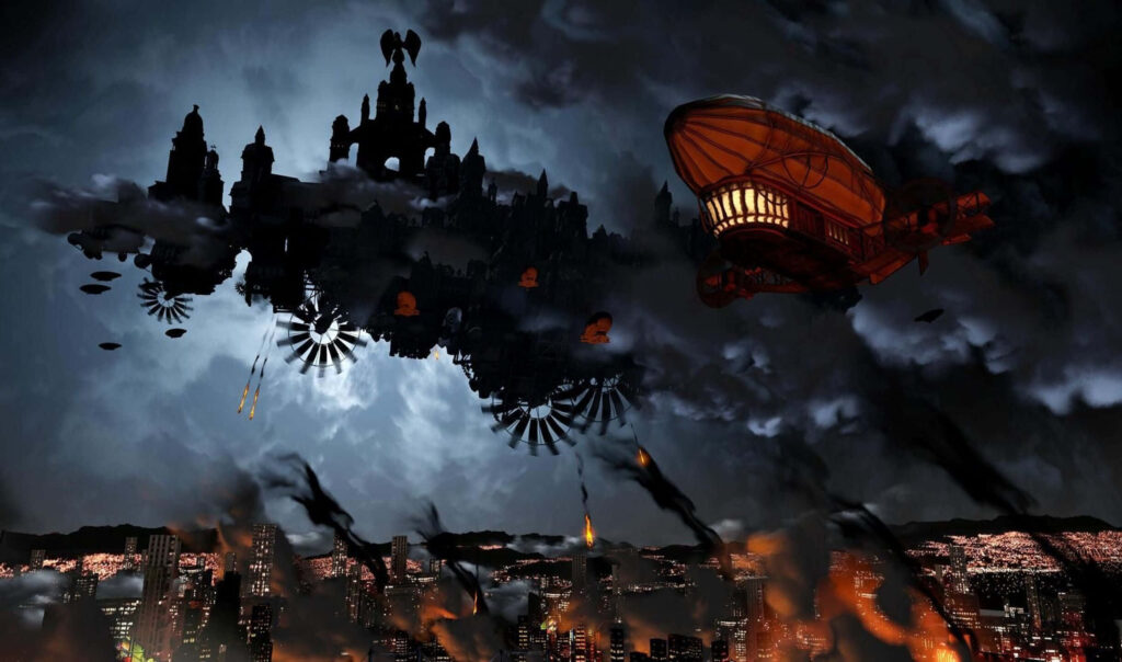 Stunning Columbia Wallpaper: Dramatic Night View from *BioShock Infinite*