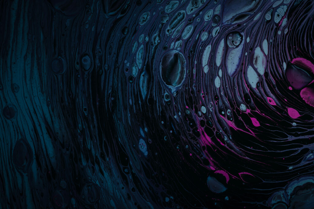 Stunning Black Abstract Wallpaper with Pink and Blue Swirls