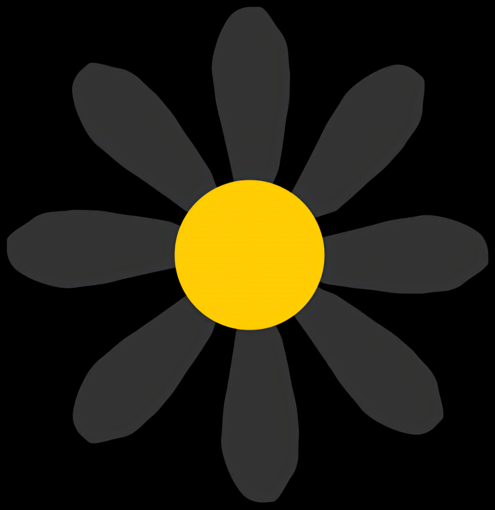 Abstract Black Flower Wallpaper with Yellow Center on Dark Background