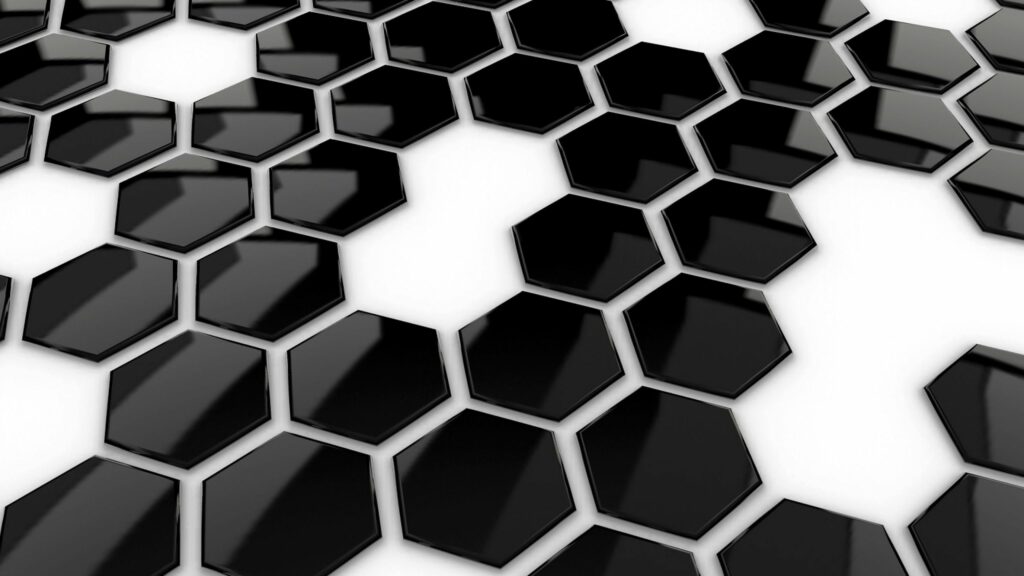 Stunning 2560x1440 Black Hexagonal Tile Wallpaper on White Background