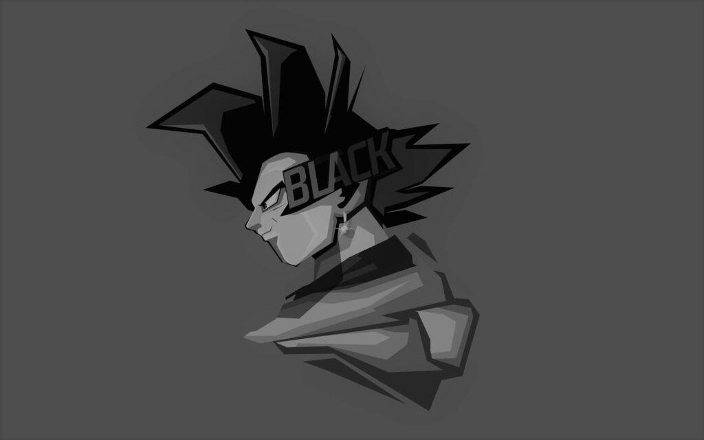 Bold Black and White Goku Wallpaper: Angular Design & Dramatic Shadows