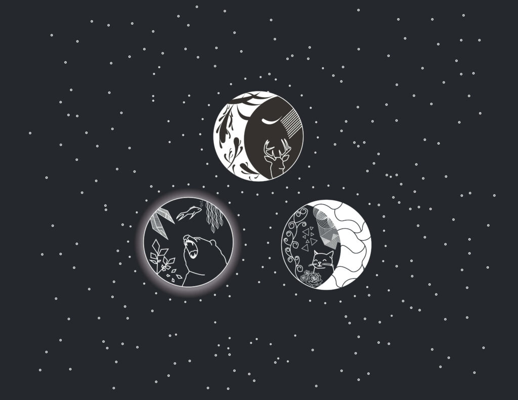 Stunning Black and White Starry Night Wallpaper with Circular Patterns