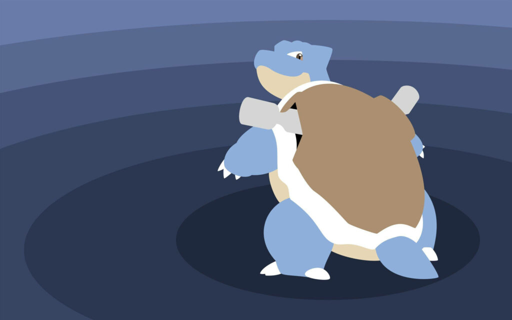 Reflections of Blastoise: A Minimalist Vector Portrait with Blue Gradient Background Wallpaper