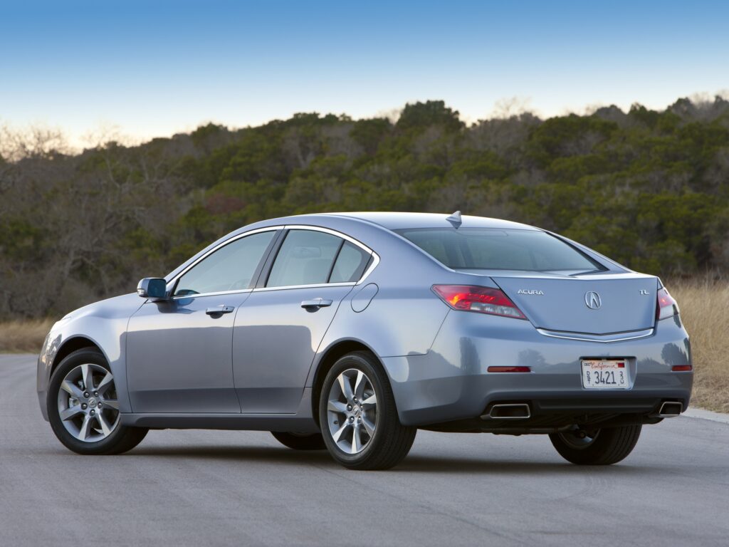 Blue 2011 Acura TL Rear View Wallpaper with Nature Background