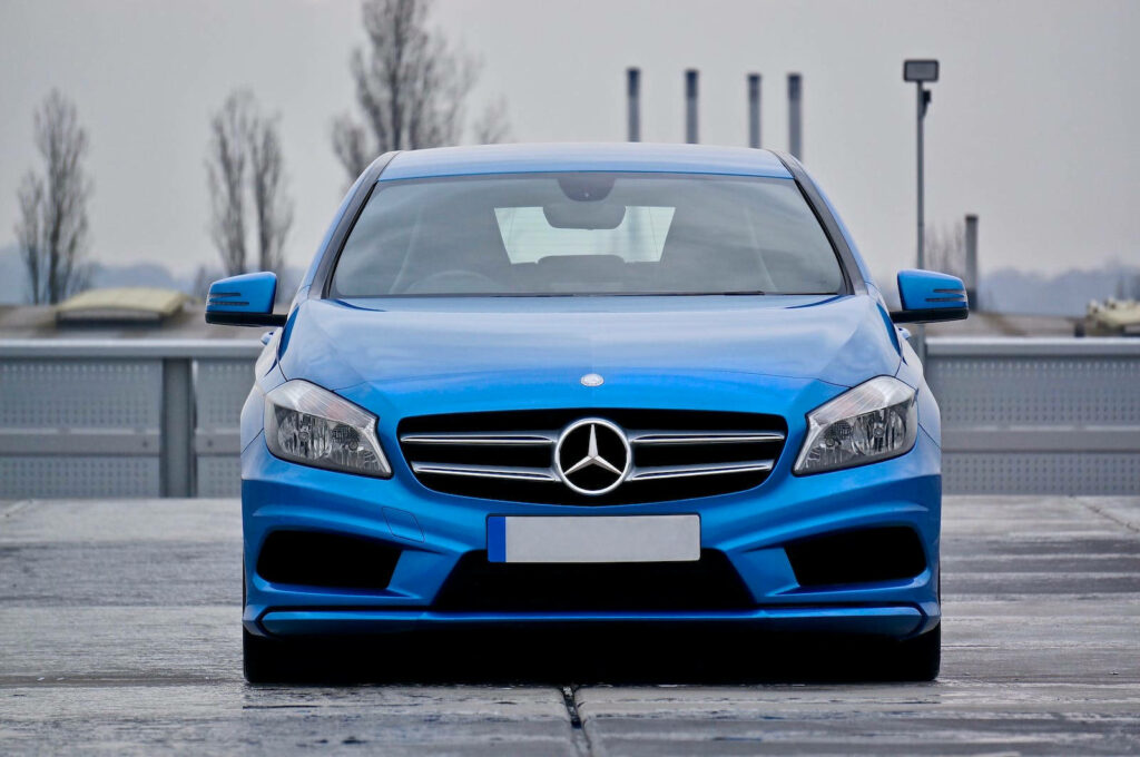 Stylish Blue A-Class Mercedes-Benz Wallpaper - Luxury Car Background