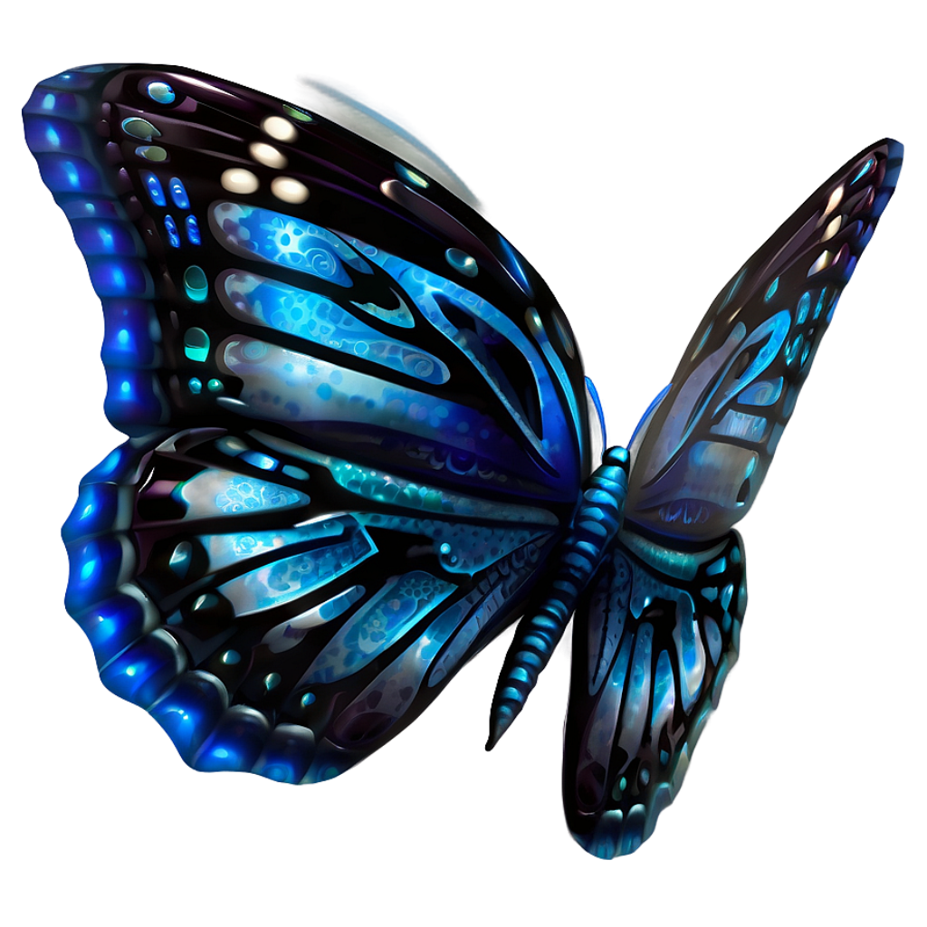Stunning Blue Butterfly Wallpaper with Intricate Patterns & Glow