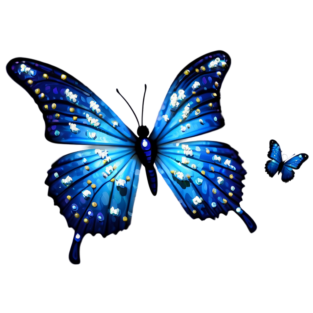 Stunning Blue Butterfly Wallpaper with Glowing Sparkles & Patterns