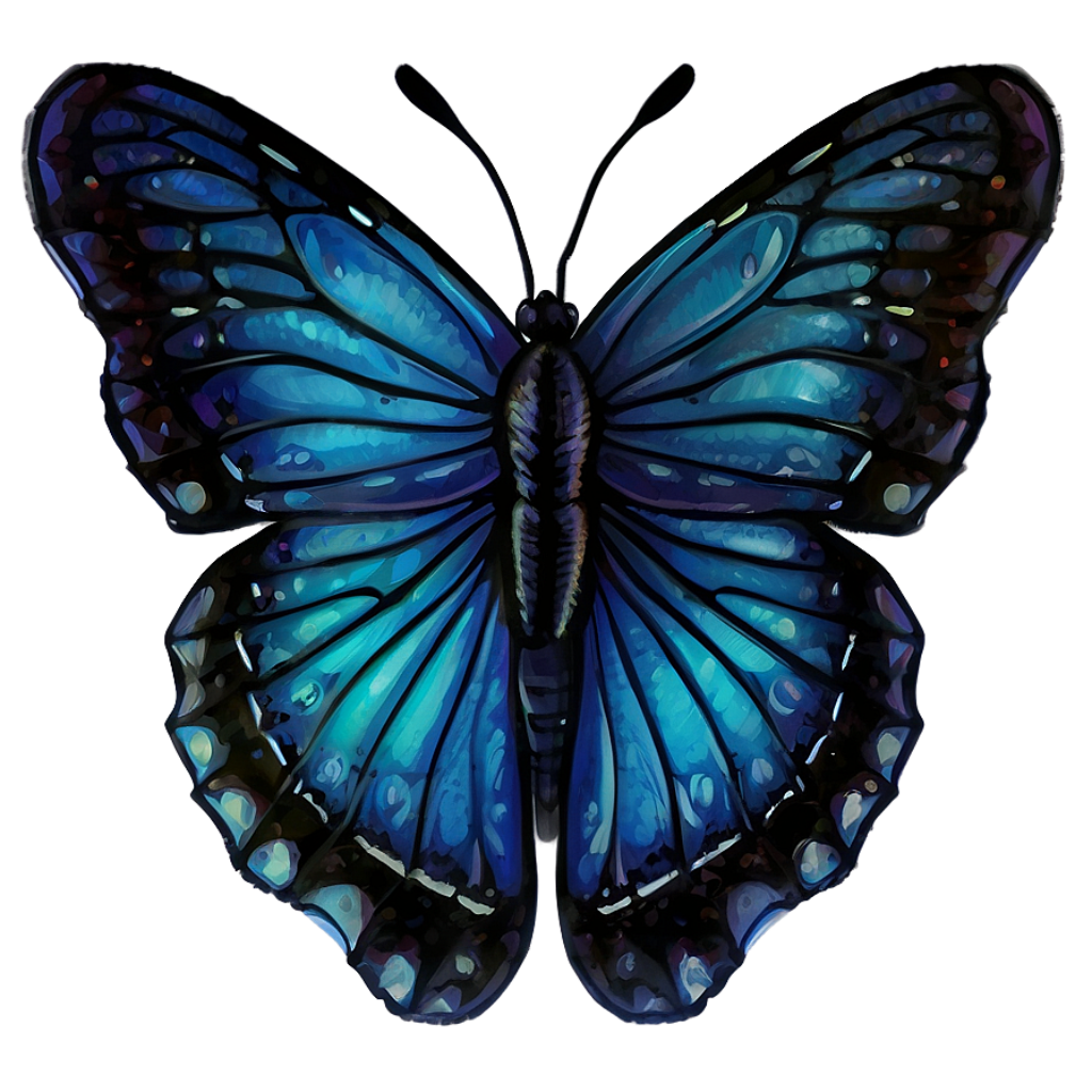Stunning Hand-Drawn Blue Butterfly Wallpaper with Intricate Patterns