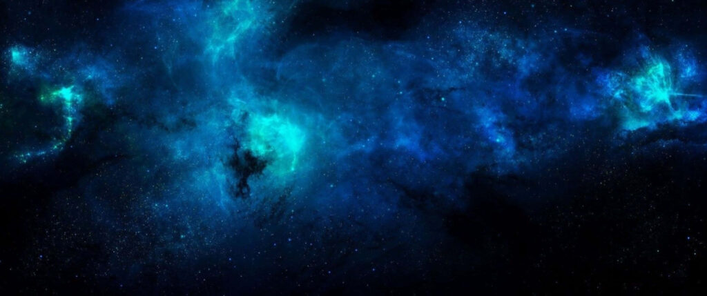 Stunning blue cosmic nebula wallpaper with glowing stars and ethereal clouds for exploration.