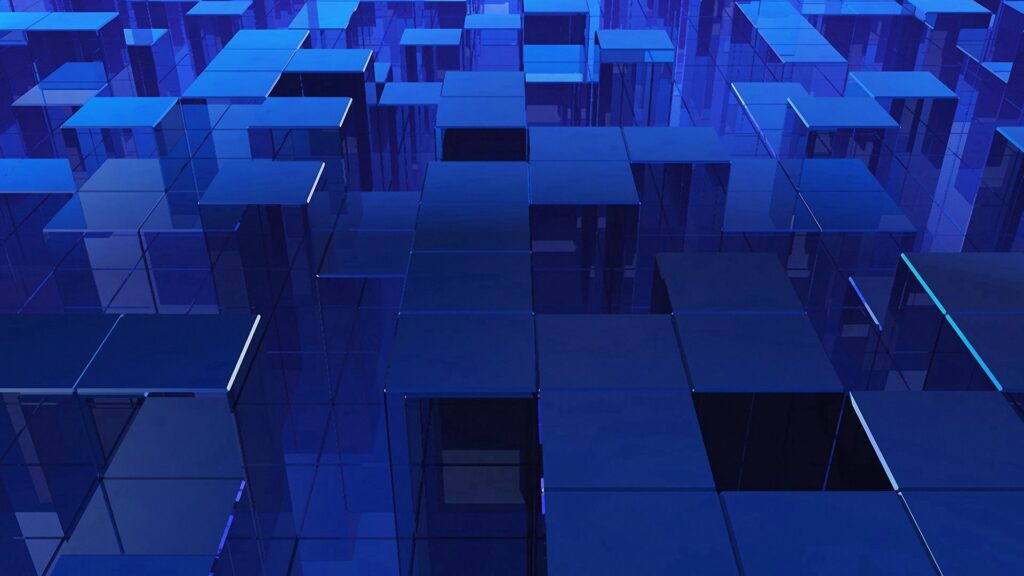 Stunning Blue Glass Cube Wallpaper - Futuristic Geometric Background