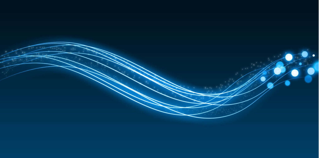Stunning Blue Wave Wallpaper with Glowing Light on Dark Background