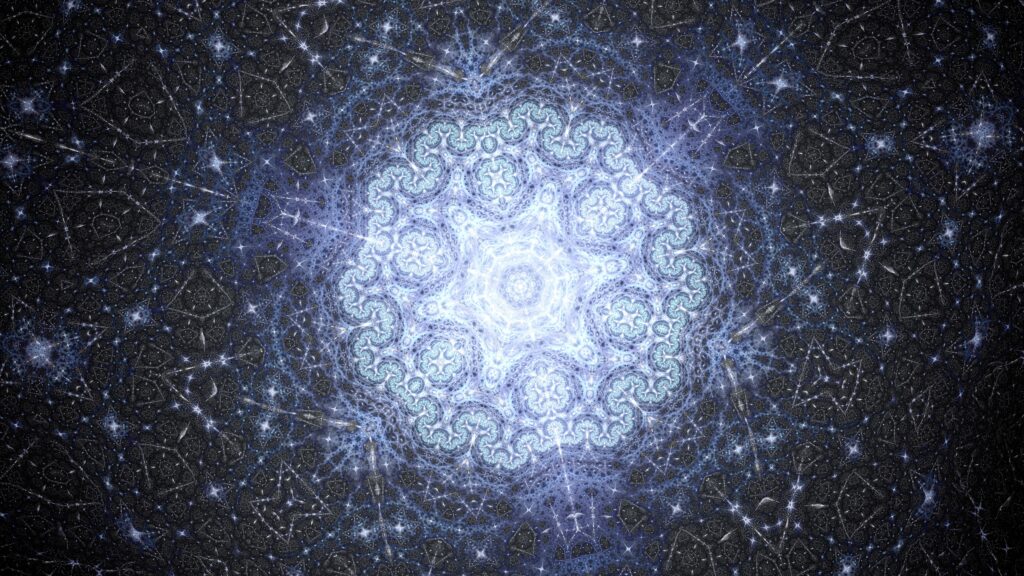 Stunning Blue Fractal Wallpaper: Intricate Cosmic Design