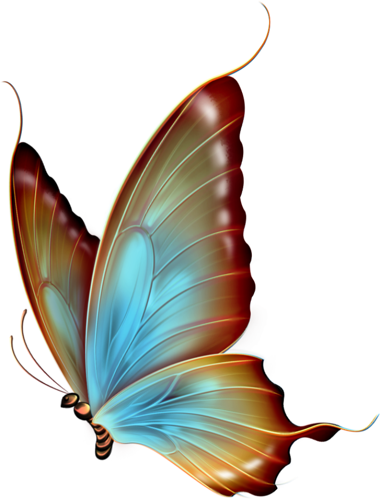 Elegant Blue Gradient Butterfly Wallpaper with Intricate Details